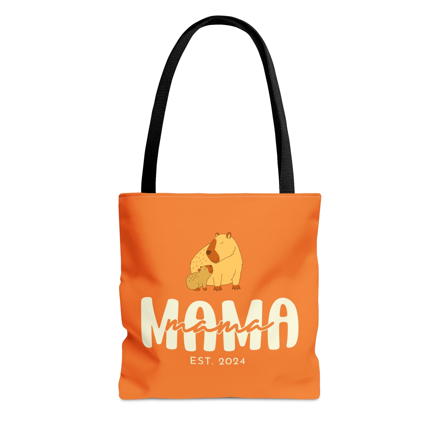 Custom Mama Capybara Tote Bag Orange, Gift for Mom Custom Tote Bag Small   - HolidayShoppingFinds