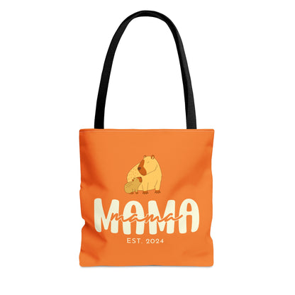 Custom Mama Capybara Tote Bag Orange, Gift for Mom Custom Tote Bag Small   - HolidayShoppingFinds