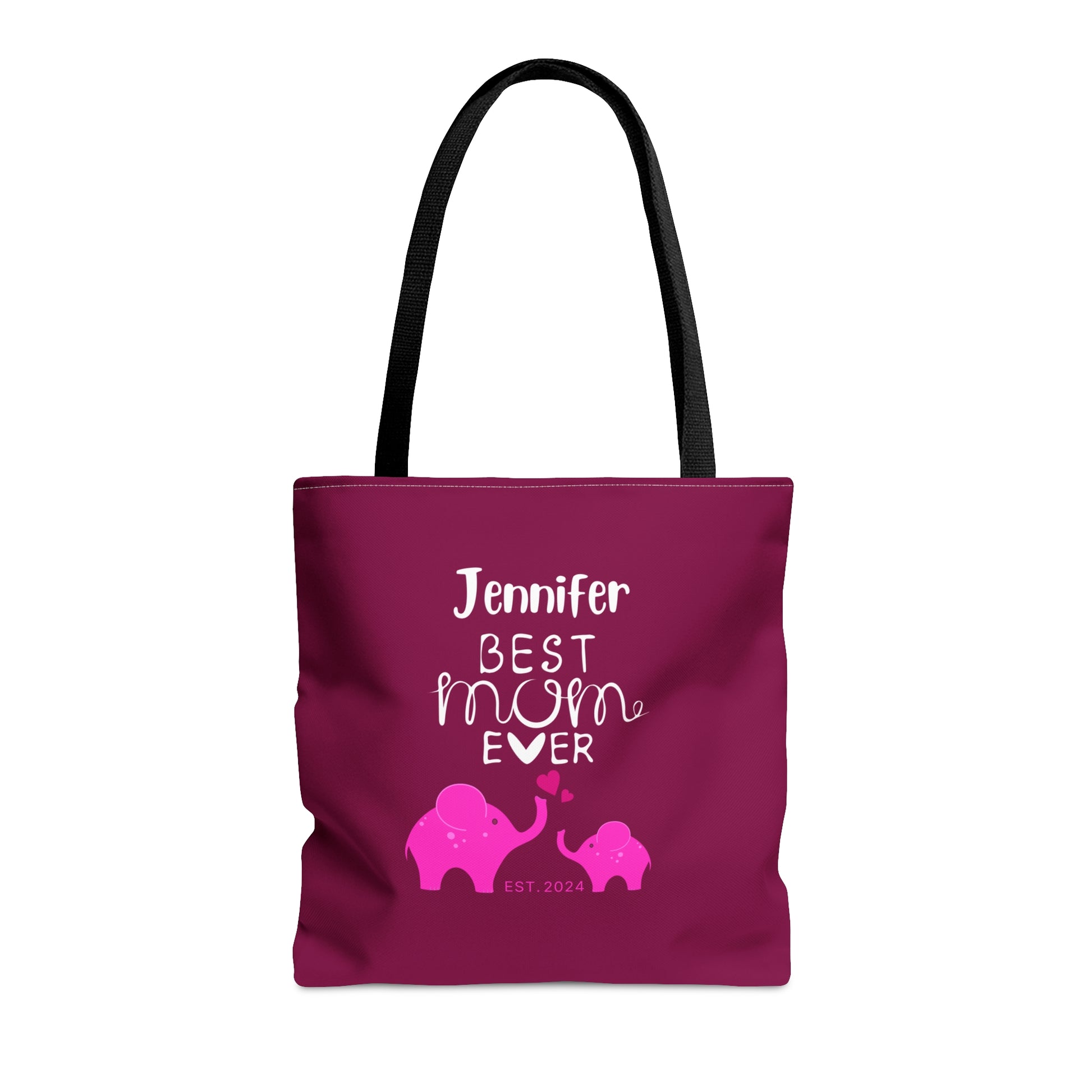 Personalized Best Mom Ever Tote Bag Gift for Mom, Baby Elephants Pink Tote Medium   - HolidayShoppingFinds