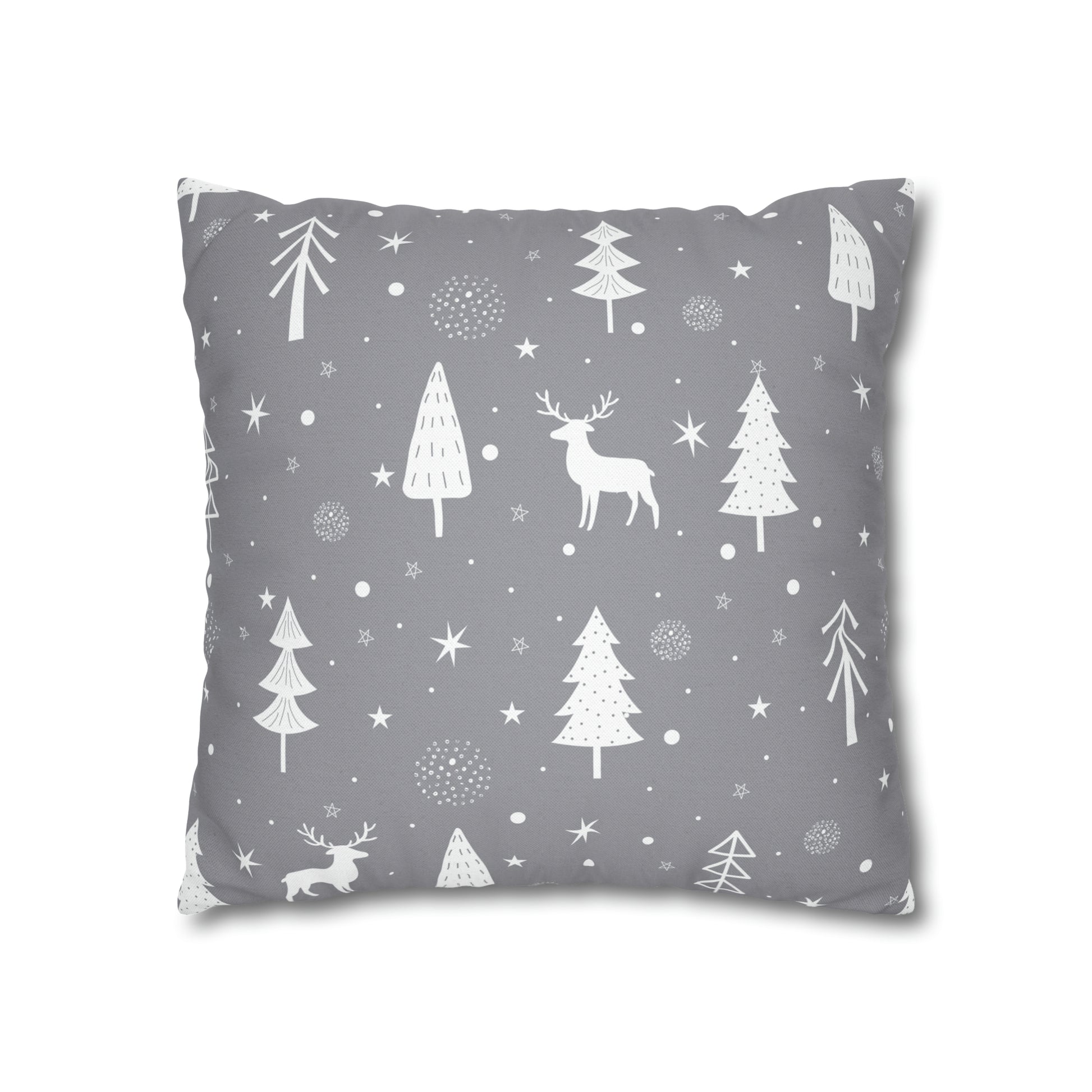 Reindeer Winter Wonderland Pillowcase Gray Holiday Pillow Christmas Gift (A), Holiday Gift    - HolidayShoppingFinds