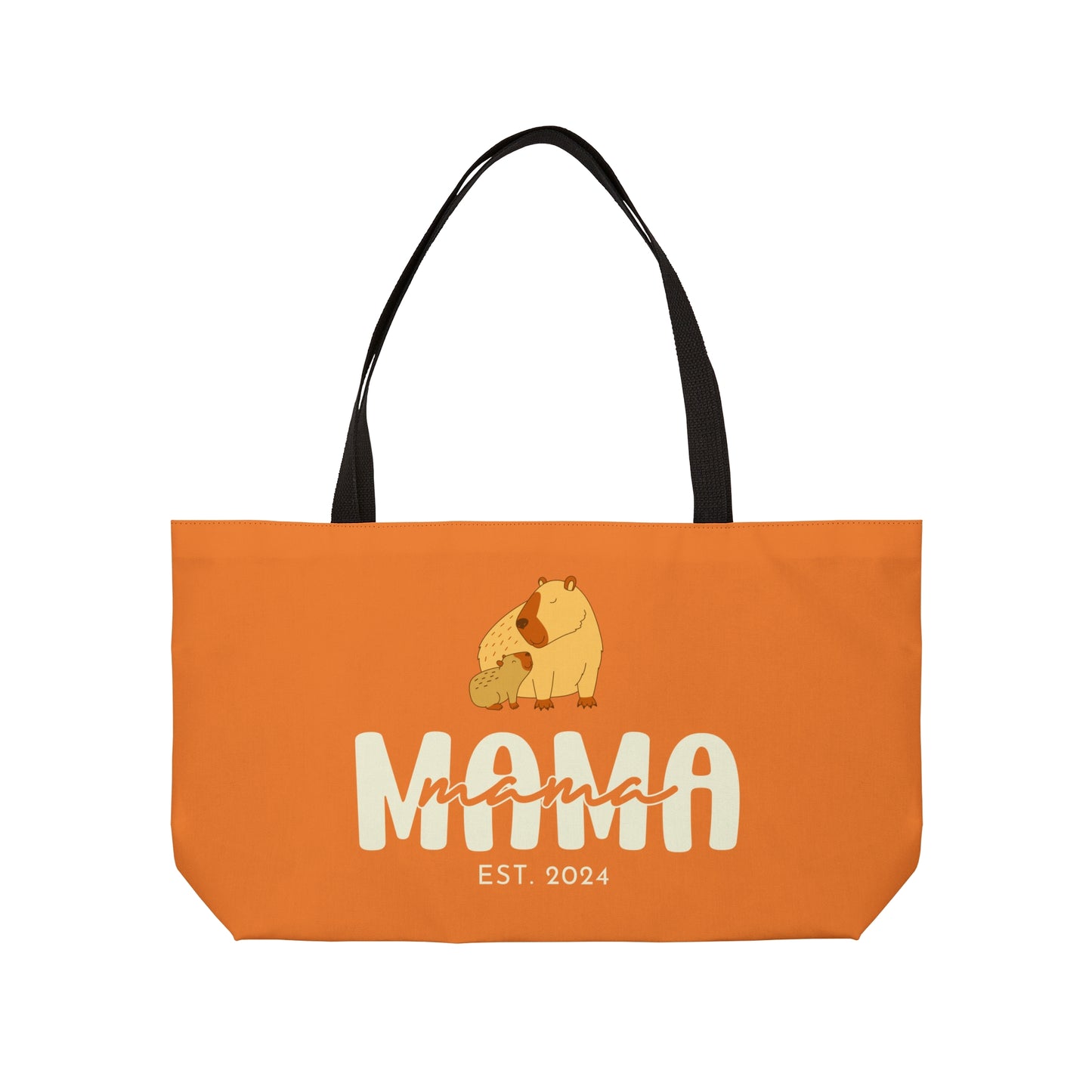 Personalized Mama Capybara Weekender Tote Orange, Gift For Mom 24" × 13"   - HolidayShoppingFinds