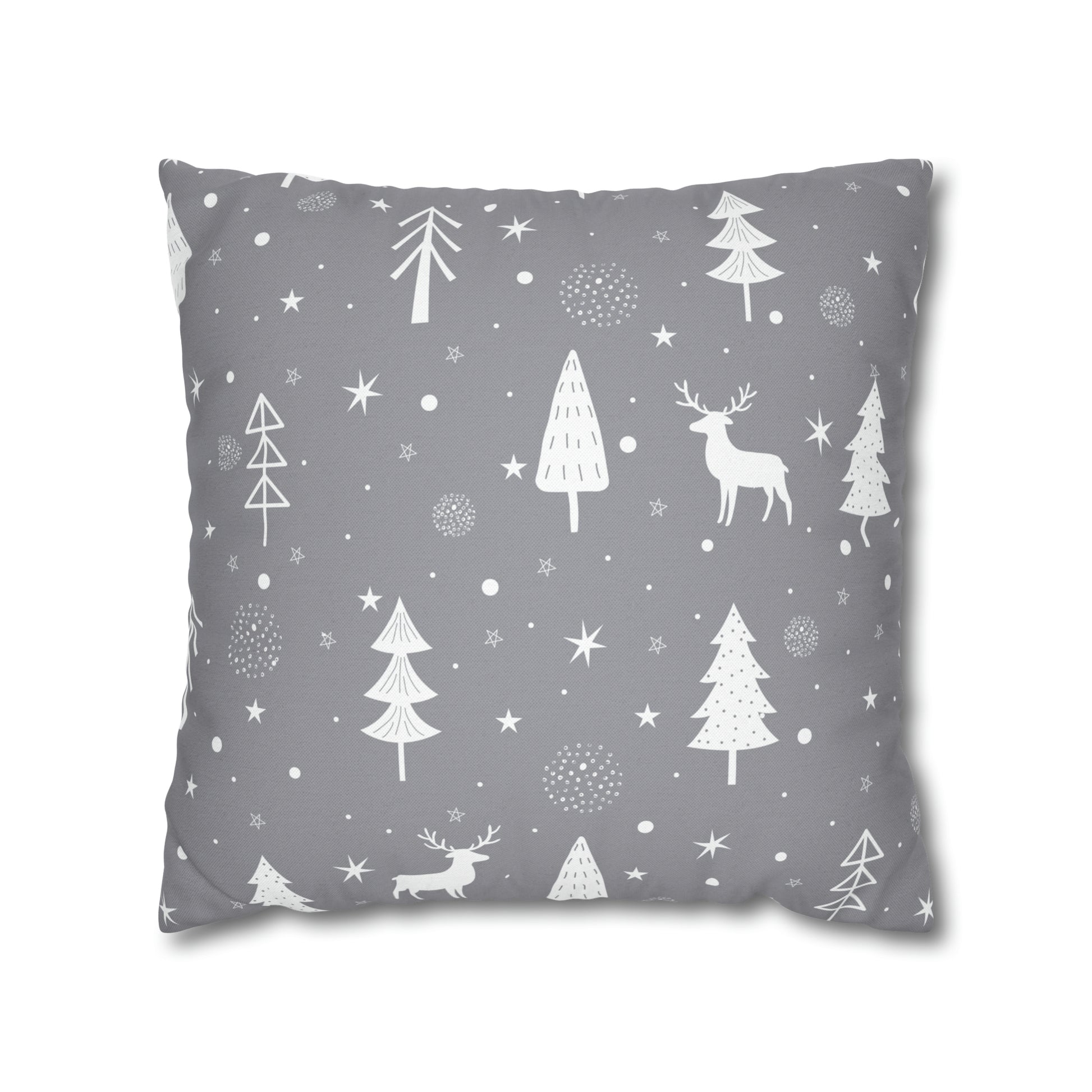 Reindeer Winter Wonderland Pillowcase Gray Holiday Pillow Christmas Gift (A), Holiday Gift    - HolidayShoppingFinds