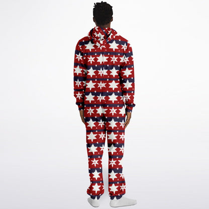 Americana Knitted Adult Athletic Jumpsuit, Red White & Blue Onesie Union Suit    - HolidayShoppingFinds