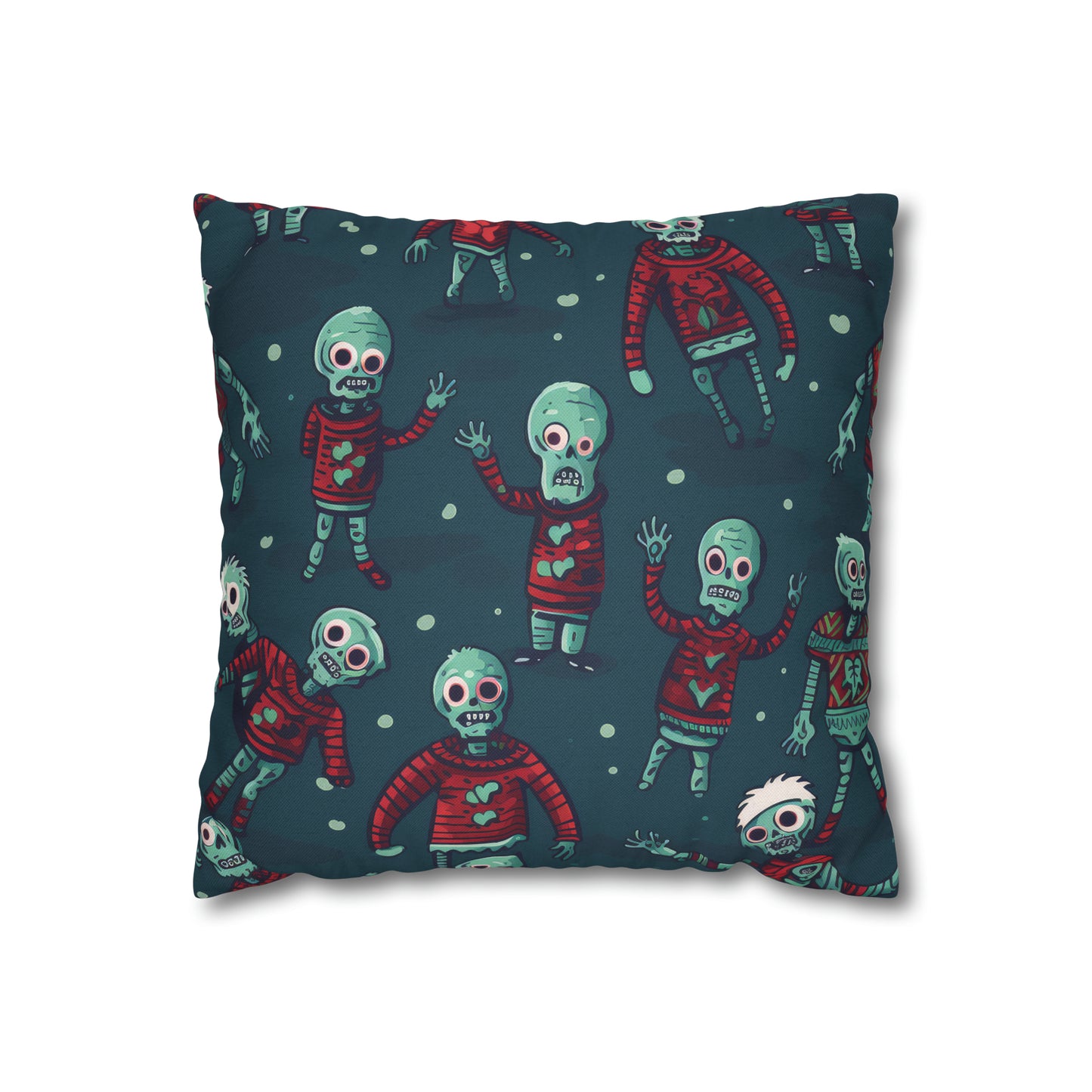 Zombie Decorative Pillowcase, Zombie Home Decor Pillow Cover Teal, Square 2-Sided Pillow    - HolidayShoppingFinds