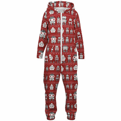 Teens Robots Red Onesie, Union Suit Athletic Jumpsuit for Gamers Tech Enthusiasts    - HolidayShoppingFinds