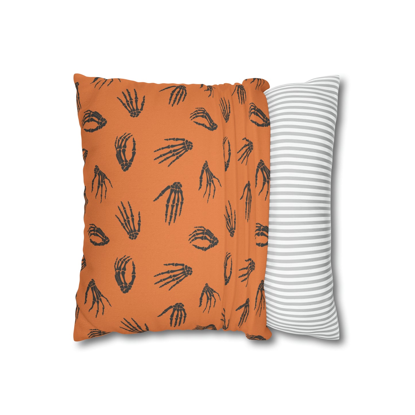 Skeleton Hands Pillowcase Halloween Orange Pillow Spooky Accent Pillow    - HolidayShoppingFinds