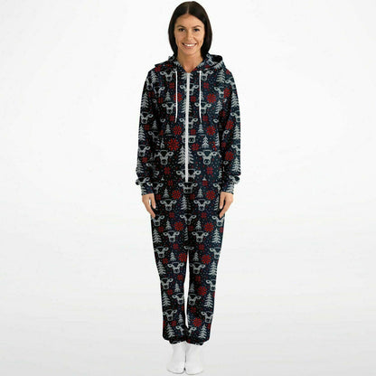 Blue Christmas Jumpsuit Adult Onesie Unisex Athletic One-Piece    - HolidayShoppingFinds