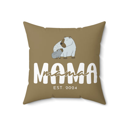 Personalized Mama Capybara Pillow Khaki, Gift For Mom, Custom Pillow with Insert    - HolidayShoppingFinds