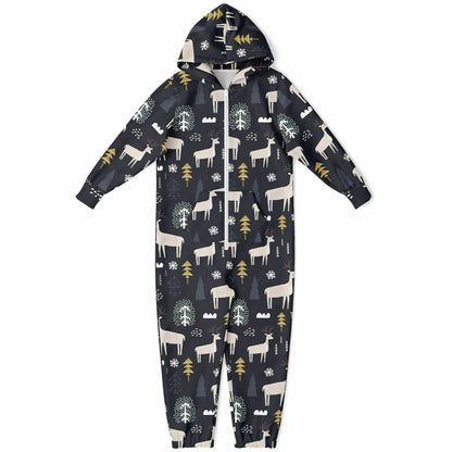 Winter Reindeer & Golden Trees Teens Onesie Athletic Gray Jumpsuit    - HolidayShoppingFinds