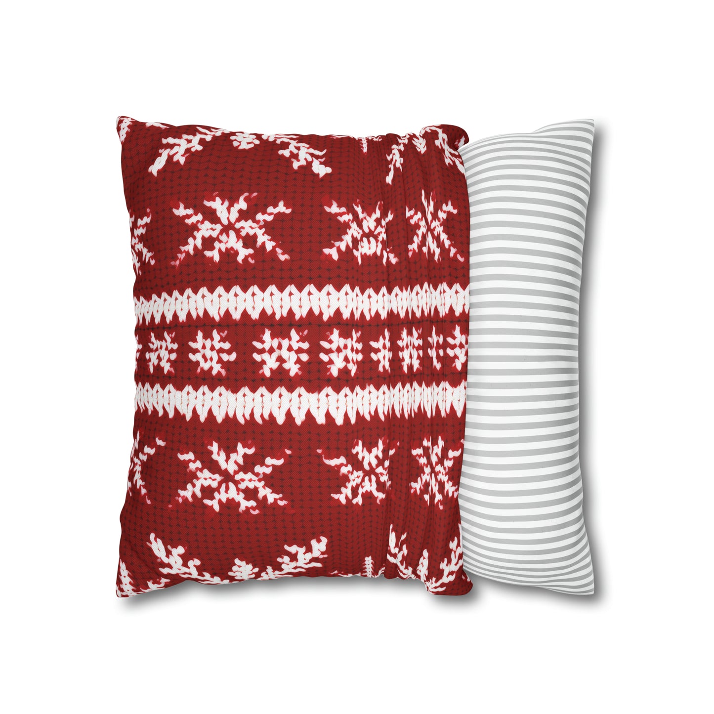 Scandinavian Holiday Pattern Red Square Pillow Case, Christmas Pillow Throw, Holiday Gift    - HolidayShoppingFinds