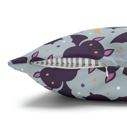 Cute Bats Halloween Pillowcase, Halloween Spooky Purple Pillow Cover, Spooky Bats, Square 2-Sided Pillow    - HolidayShoppingFinds