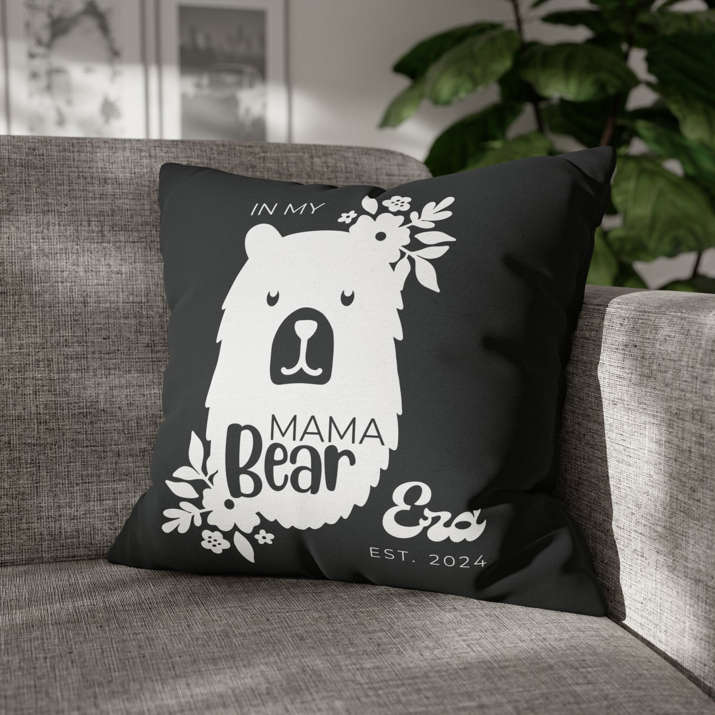 Personalized In My Mama Bear Era Pillowcase Gray, Gift For Mom 20" × 20"   - HolidayShoppingFinds