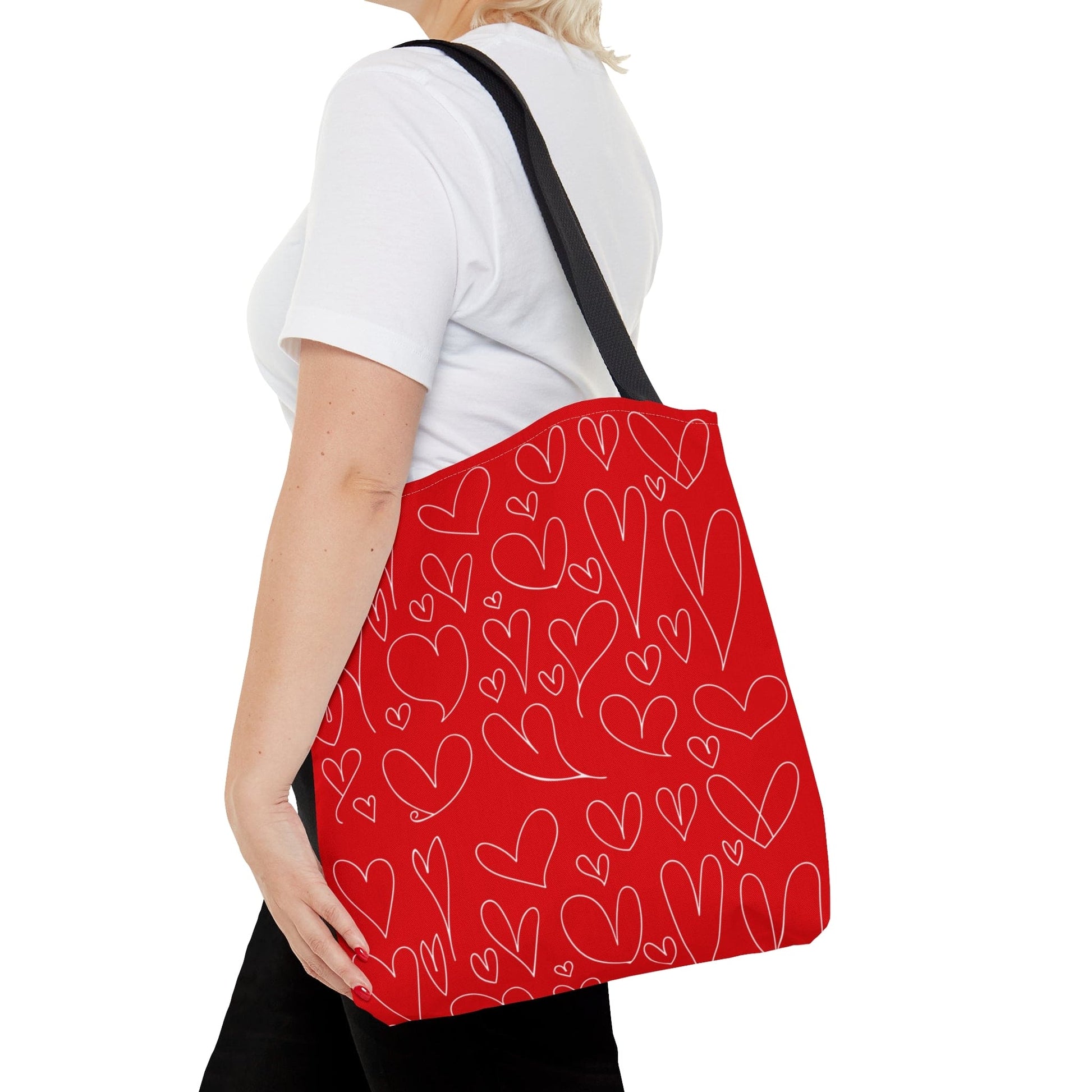 Red Hearts Valentine Hand Tote Bag - Valentine's Day Tote Bag Gift    - HolidayShoppingFinds