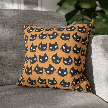 Cute Black Cats Halloween Pillowcase, Halloween Orange Throw Pillow Cover, Spooky Pillow, Square 2-Sided Pillow Case    - HolidayShoppingFinds