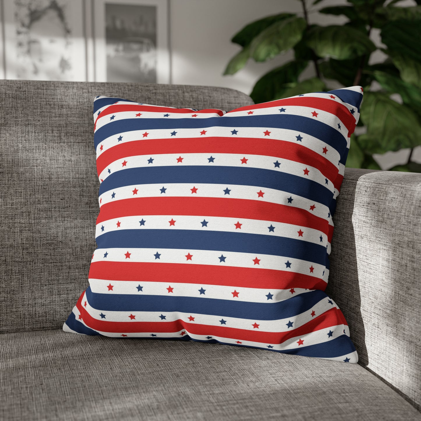 Patriotic Pillowcase, Stars &  Stripes American Flag Accent Pillow Cover, Veterans 4th of July Memorial Day Home Decor 20" × 20"   - HolidayShoppingFinds