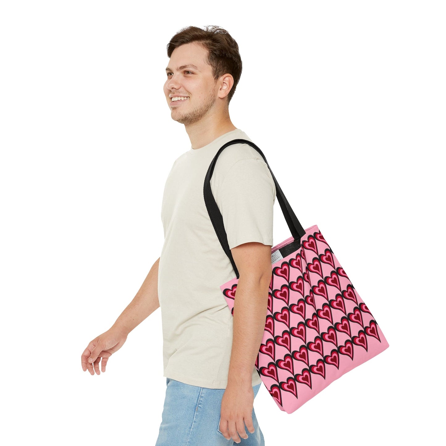 Big Red & Pink Hearts Pattern Pink Hand Tote Bag - Valentine's Gift    - HolidayShoppingFinds