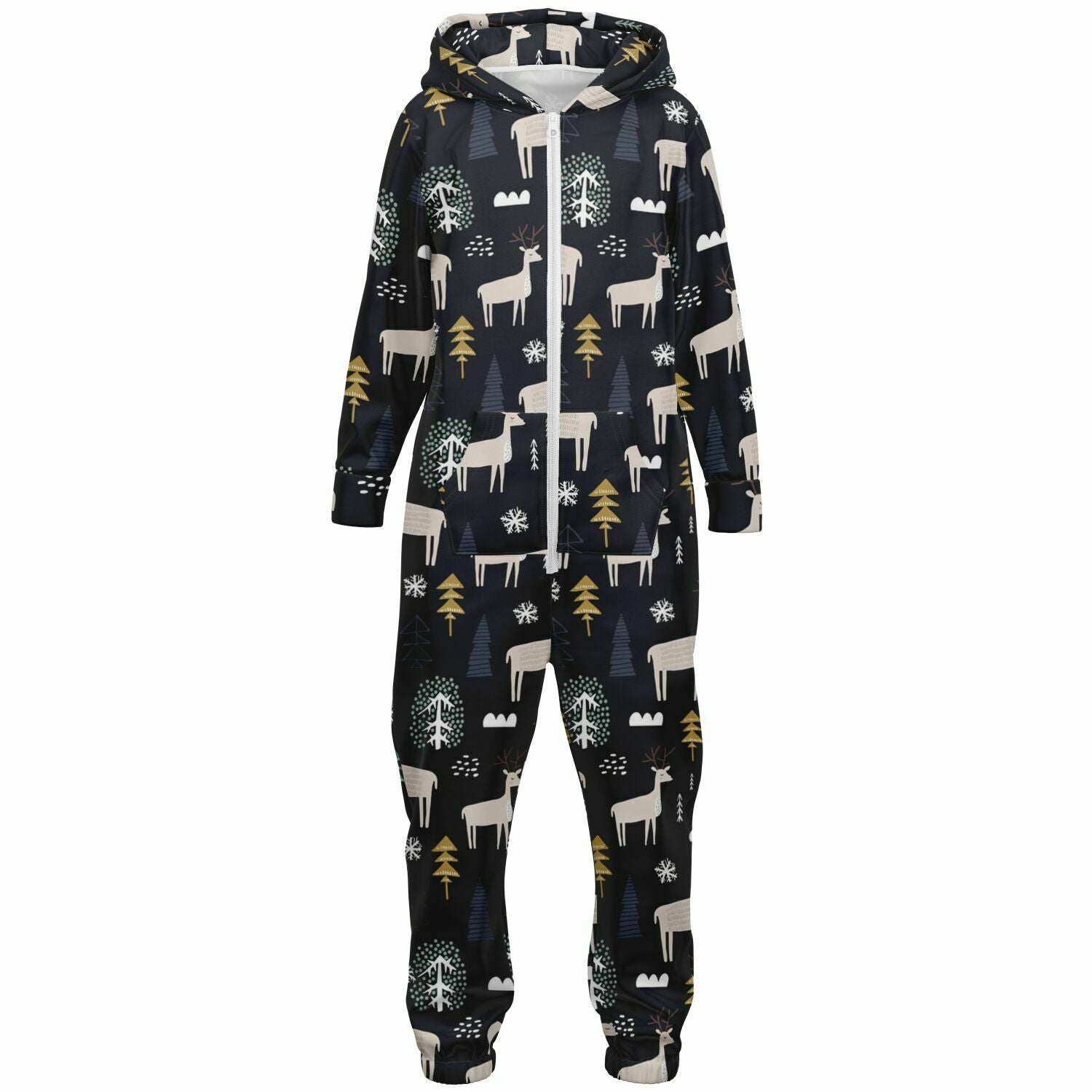 Winter Reindeer & Golden Trees Teens Onesie Athletic Gray Jumpsuit    - HolidayShoppingFinds