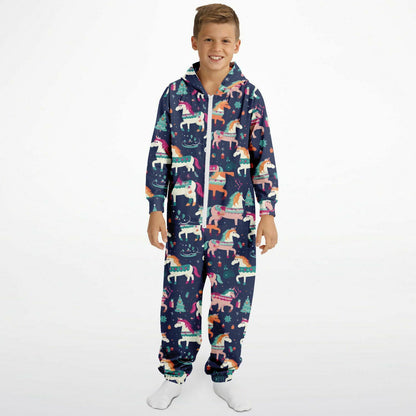 Magical Unicorn Teens Onesie, Kids Union Suit Blue Athletic Jumpsuit    - HolidayShoppingFinds