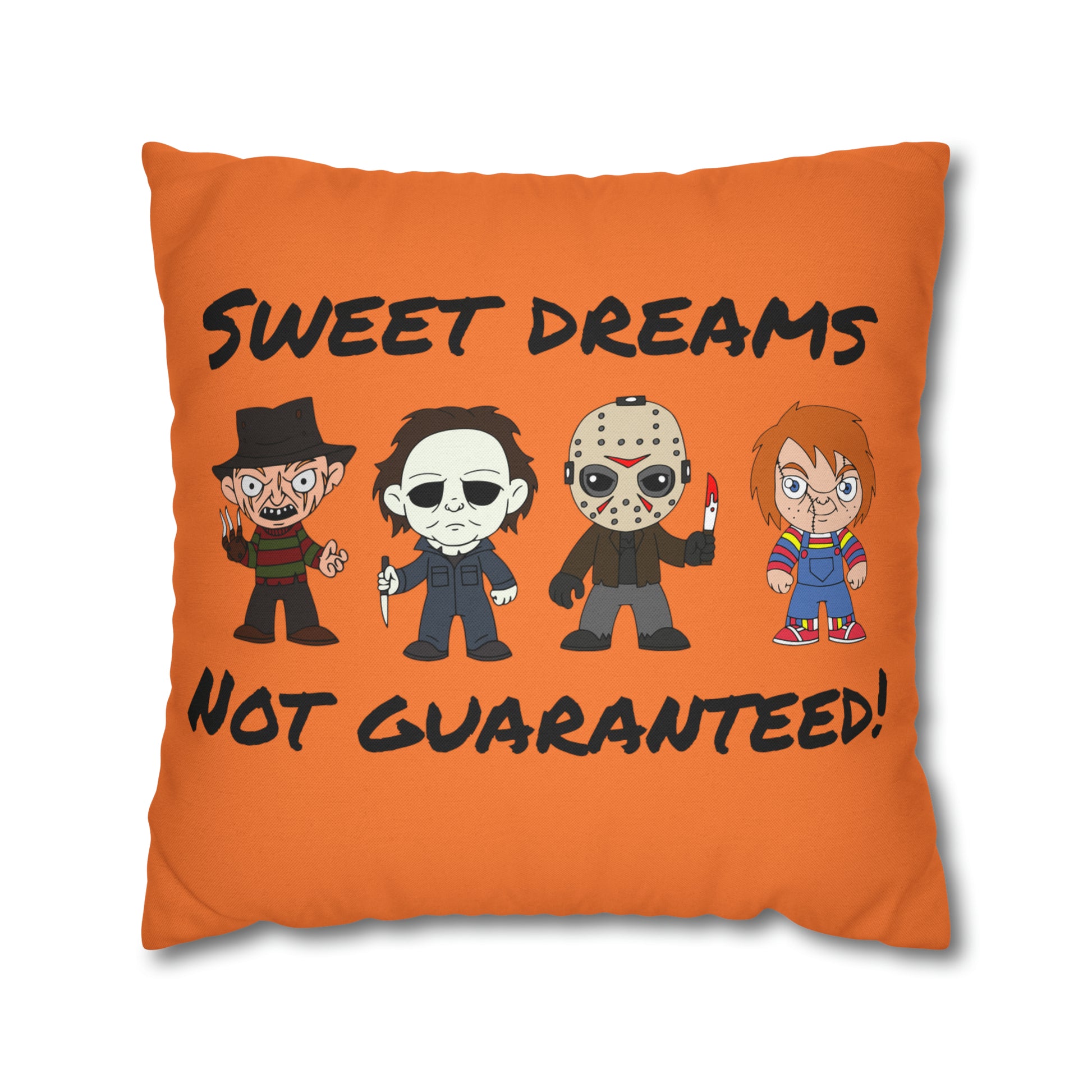 Halloween Horror Movie Characters Pillowcase, Halloween Killers Villains Orange Pillow, Horror Movie Fan Gift Pillow Cover    - HolidayShoppingFinds