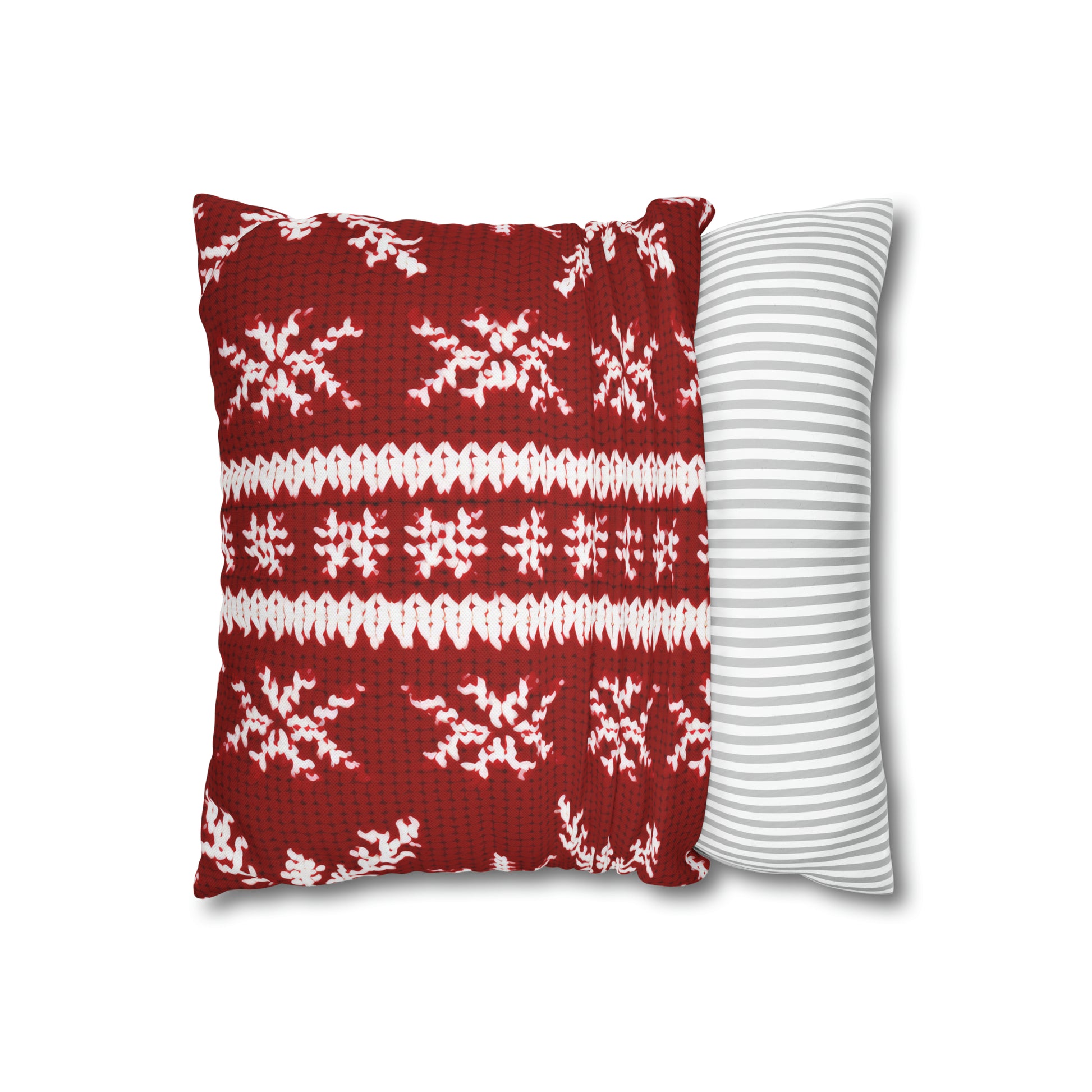 Scandinavian Holiday Pattern Red Square Pillow Case, Christmas Pillow Throw, Holiday Gift    - HolidayShoppingFinds