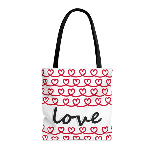 Love Red Hearts Hand Tote Bag - Valentine's Day Tote Bag Gift Medium   - HolidayShoppingFinds