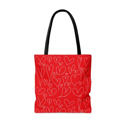 Red Hearts Valentine Hand Tote Bag - Valentine's Day Tote Bag Gift    - HolidayShoppingFinds