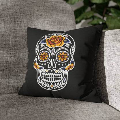 Sugar Skull Pillowcase, Day of the Dead Pillow, Dia De Los Muertos Pillow, Black Gothic Pillow, 2-Sided Square Pillow Cover    - HolidayShoppingFinds