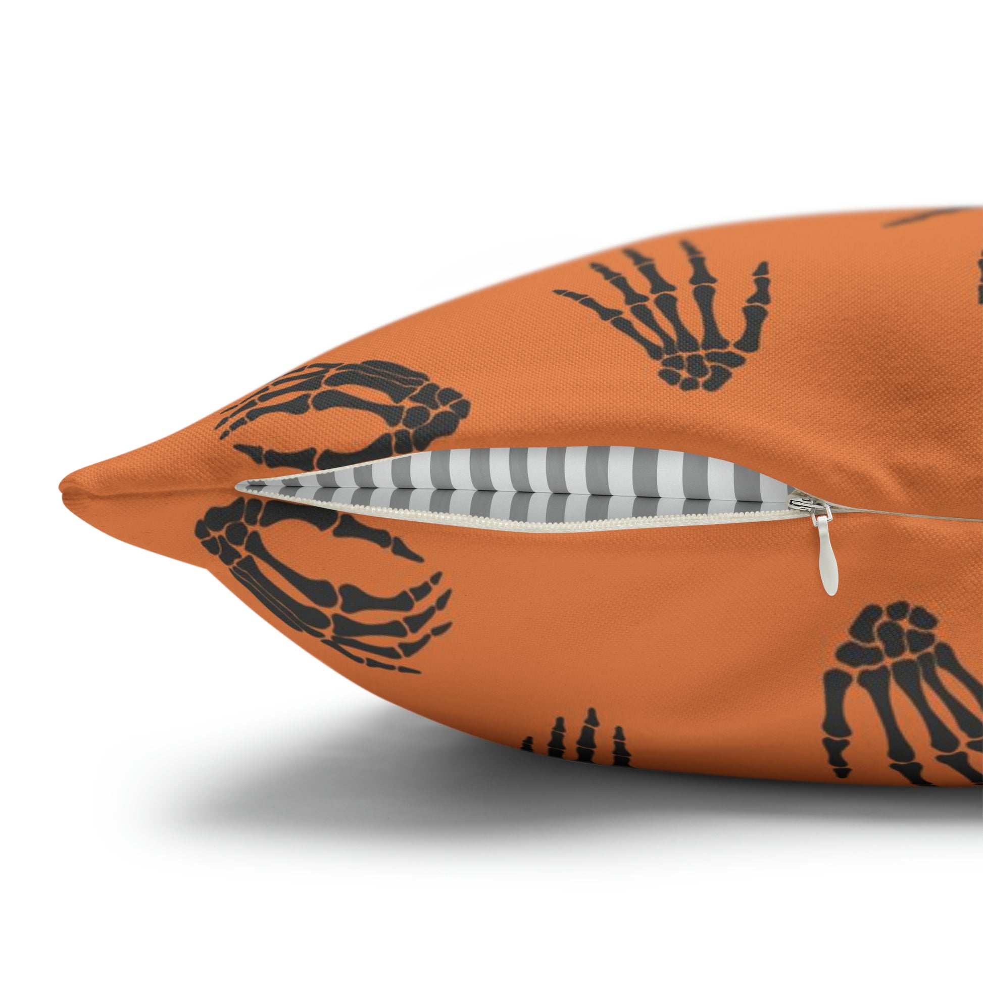 Skeleton Hands Pillowcase Halloween Orange Pillow Spooky Accent Pillow    - HolidayShoppingFinds