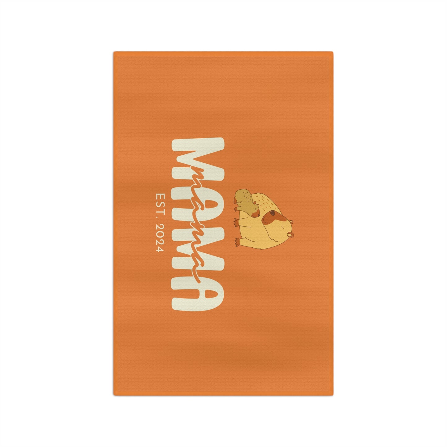 Personalized Mama Capybara KitchenTowel Orange, Gift For Mom    - HolidayShoppingFinds