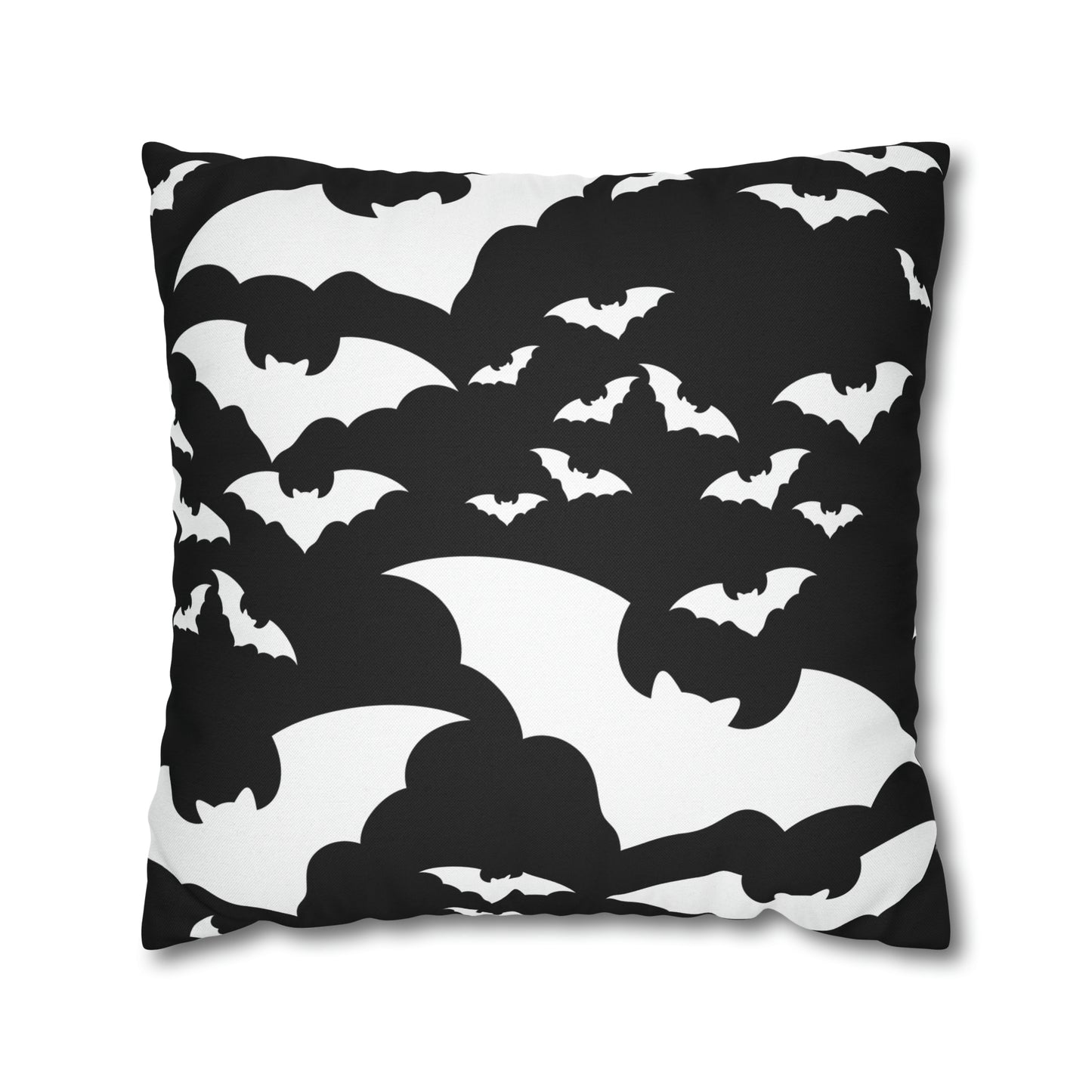 Spooky Bats Pillowcase, Halloween Black Pillow Cover, B&W Goth Pillow, Square 2-Sided Decorative Pillow    - HolidayShoppingFinds