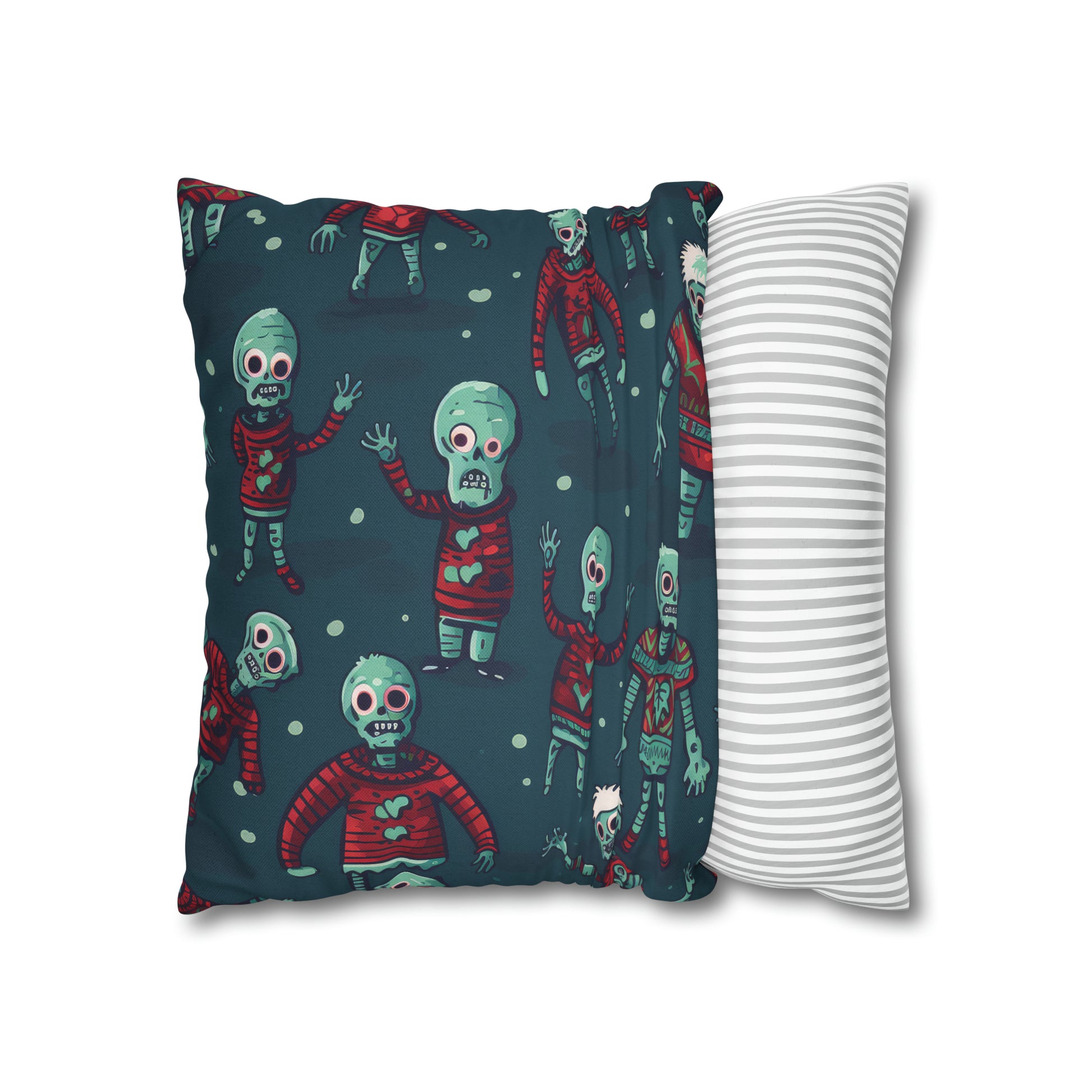 Zombie Decorative Pillowcase, Zombie Home Decor Pillow Cover Teal, Square 2-Sided Pillow    - HolidayShoppingFinds