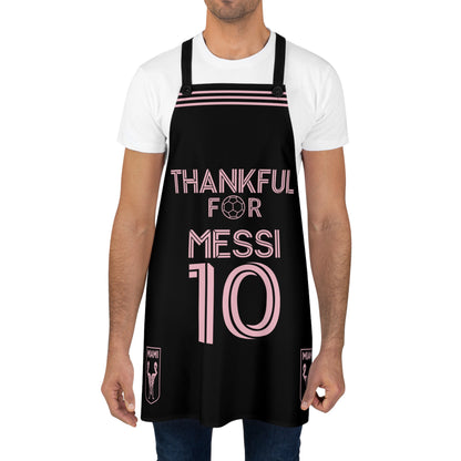 Thankful for Messi 10 Chef Apron, Miami Fútbol Soccer Fan Cooking Wear, Black Apron One Size   - HolidayShoppingFinds