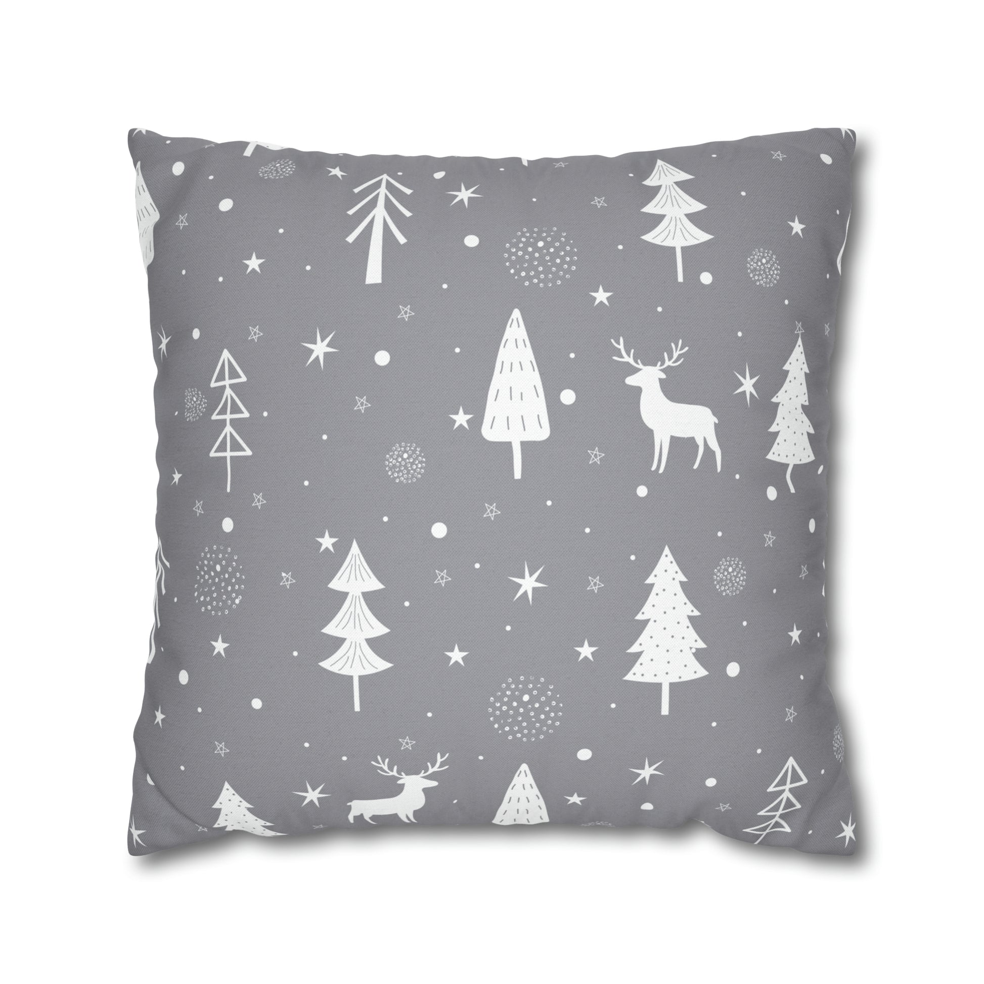 Reindeer Winter Wonderland Pillowcase Gray Holiday Pillow Christmas Gift (A), Holiday Gift    - HolidayShoppingFinds