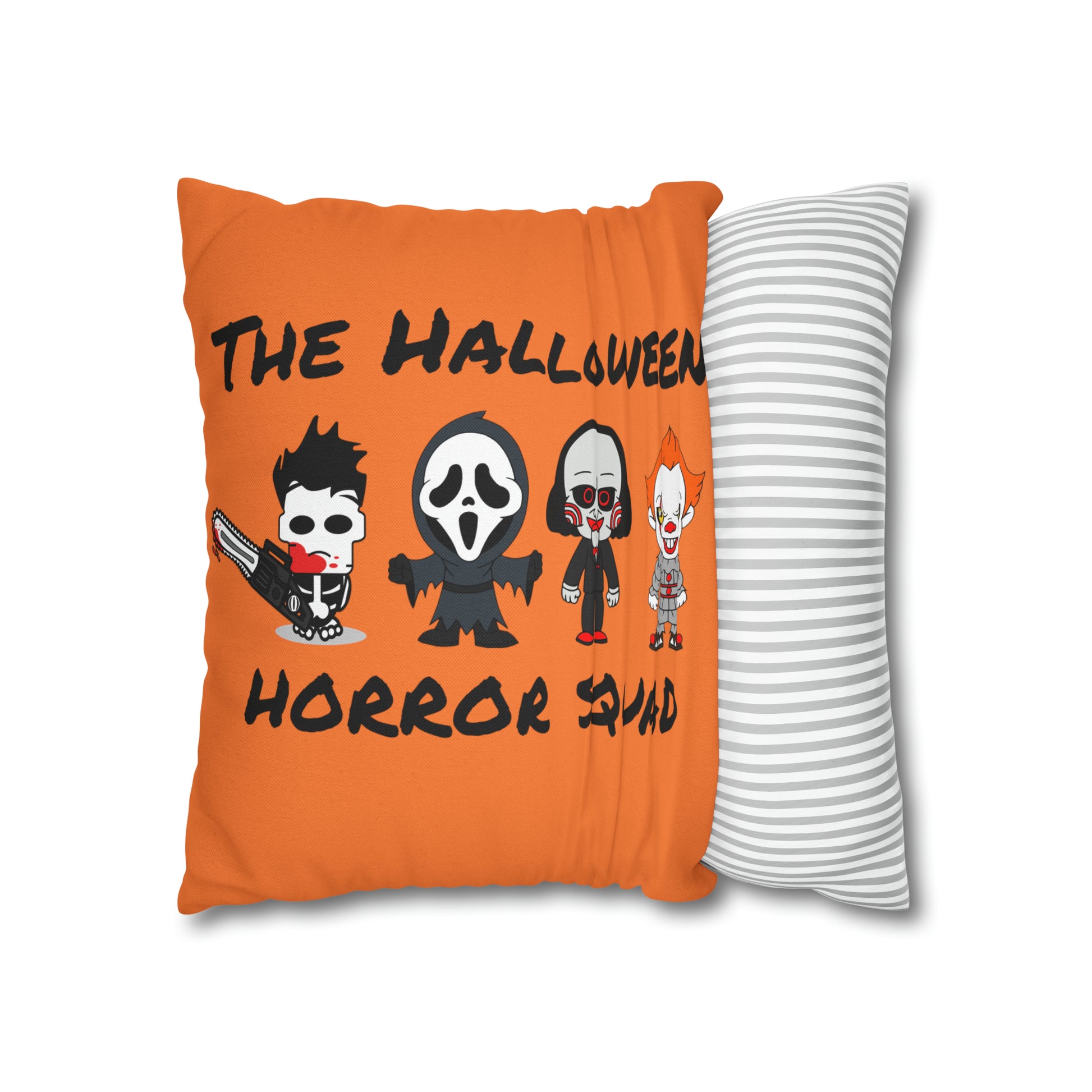 Halloween Horror Movie Characters Pillowcase, Halloween Killers Villains Orange Pillow, Horror Movie Fan Gift Pillow Cover    - HolidayShoppingFinds