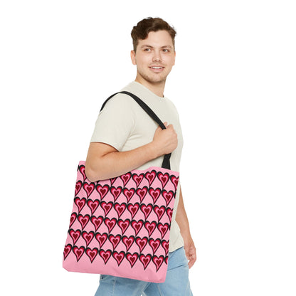 Big Red & Pink Hearts Pattern Pink Hand Tote Bag - Valentine's Gift    - HolidayShoppingFinds