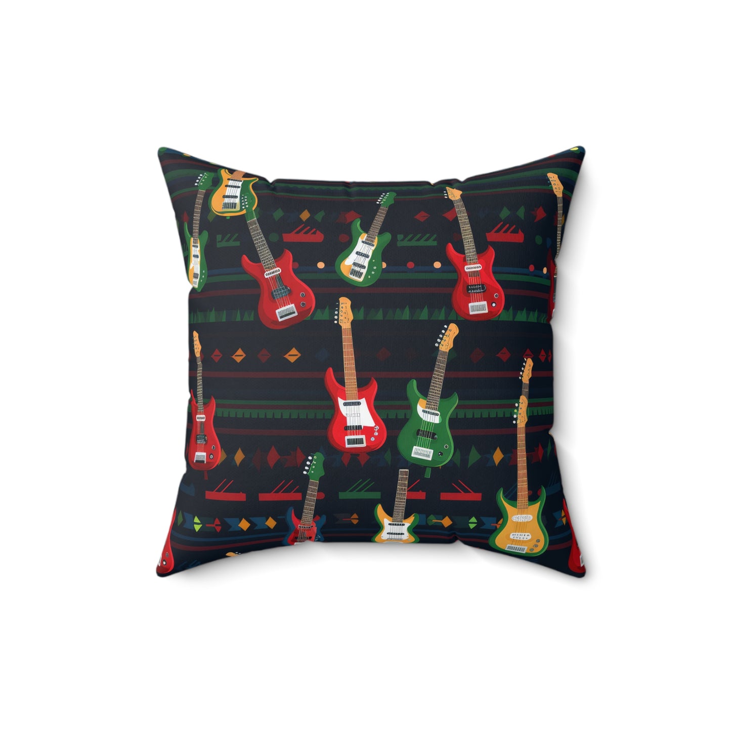 Rockstar Electric Guitar Pillow, Guitarist Gift, Music Lover Pillow (Insert Incl.) Black Blanket 16" × 16"   - HolidayShoppingFinds