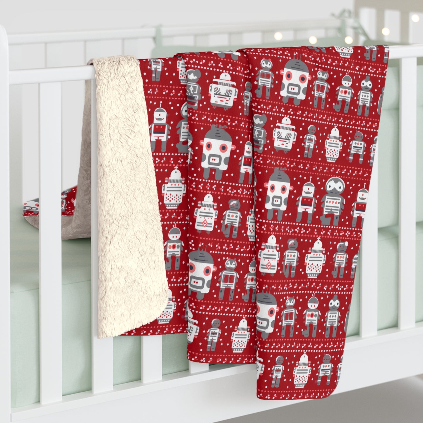 Robots Sherpa Blanket, Gamers Red Throw Blanket, Kids Teens Blanket    - HolidayShoppingFinds