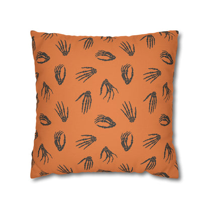 Skeleton Hands Pillowcase Halloween Orange Pillow Spooky Accent Pillow    - HolidayShoppingFinds