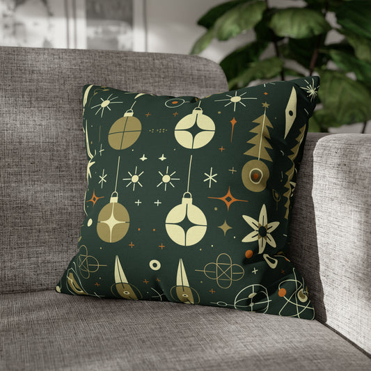 Green Gala Pillowcase, Christmas Ornaments Accent Pillow Case Cover 18" × 18"   - HolidayShoppingFinds