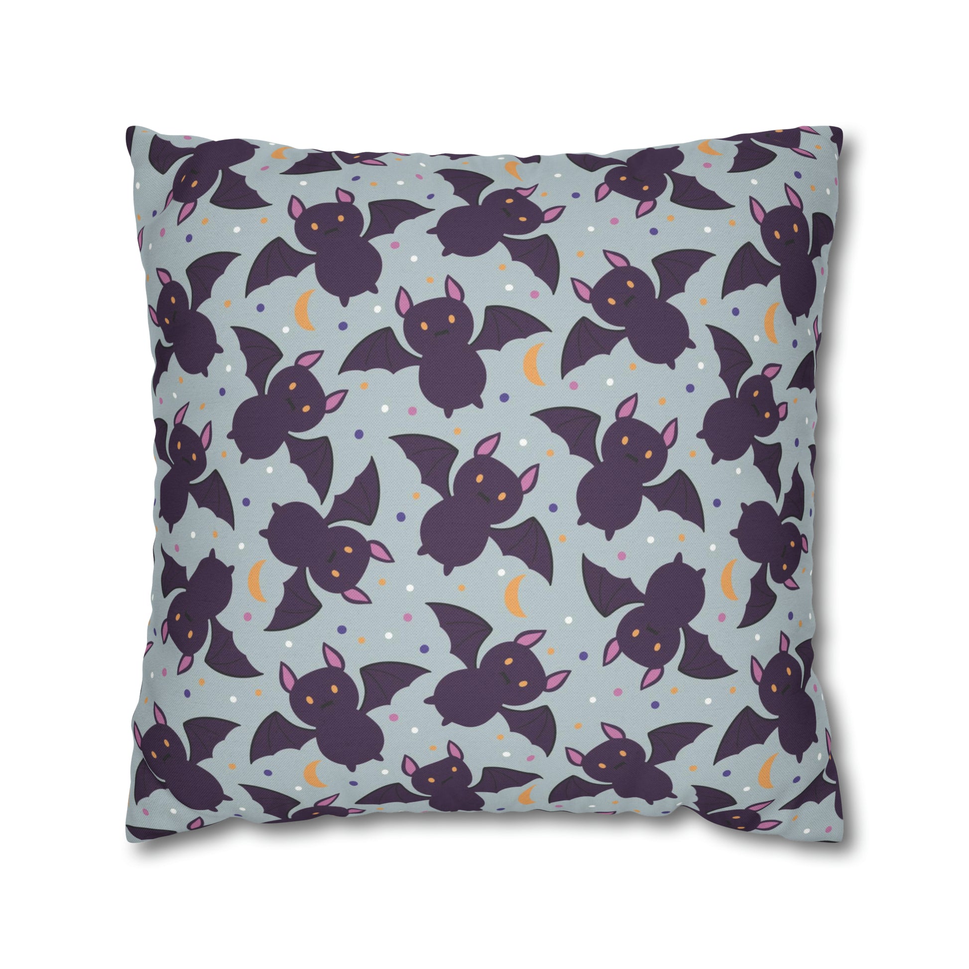 Cute Bats Halloween Pillowcase, Halloween Spooky Purple Pillow Cover, Spooky Bats, Square 2-Sided Pillow    - HolidayShoppingFinds