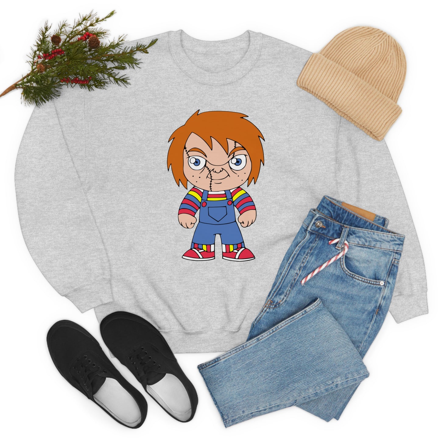 Chucky Wanna play? Halloween Unisex Sweatshirt Costume S-5XL S Ash  - HolidayShoppingFinds