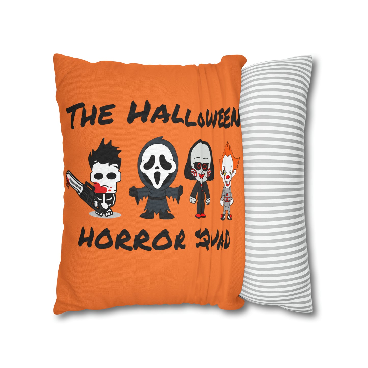 Halloween Horror Movie Characters Pillowcase, Halloween Killers Villains Orange Pillow, Horror Movie Fan Gift Pillow Cover    - HolidayShoppingFinds