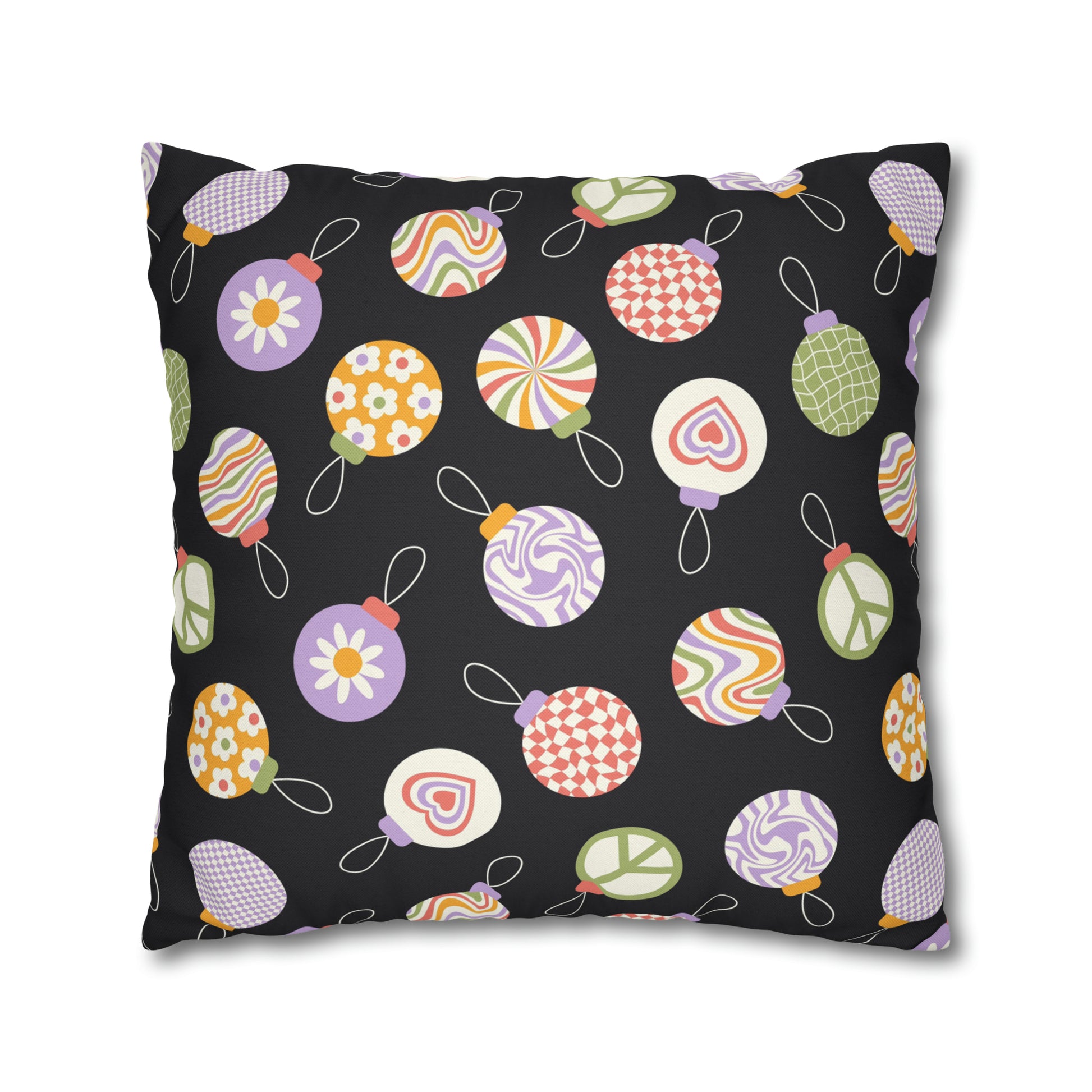 Colorful Christmas Ornaments Square Pillow Case Throw    - HolidayShoppingFinds