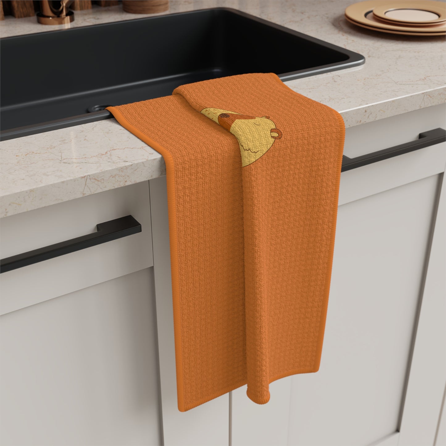 Personalized Mama Capybara KitchenTowel Orange, Gift For Mom    - HolidayShoppingFinds