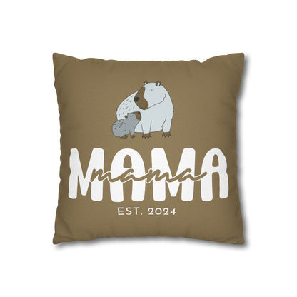 Personalized Mama Capybara Pillowcase Khaki, Gift For Mom    - HolidayShoppingFinds