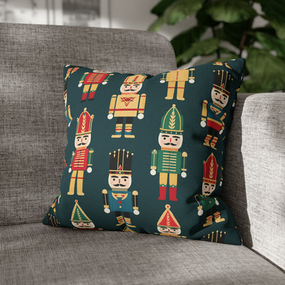 Christmas Nutcrackers Pillowcase, Holiday Accent Green Pillow Case, Nutcracker Pillow Cover, Holiday Gift 16" × 16"   - HolidayShoppingFinds