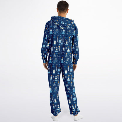 Hanukkah Jumpsuit Adult Onesie One-Piece Athletic Onesie Blue Union Suit    - HolidayShoppingFinds