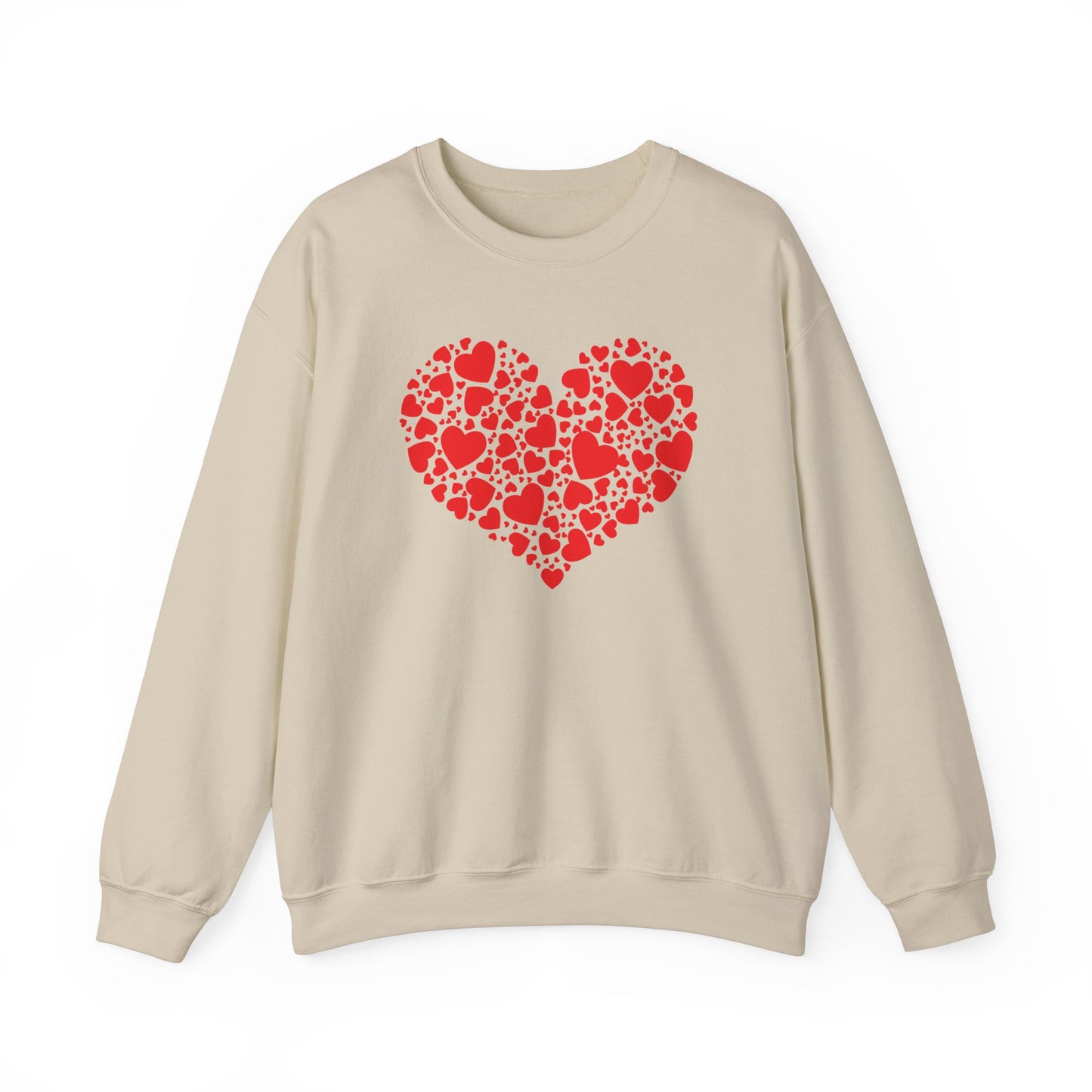 Double Heart Valentines Day Sweatshirt, Heart Sweatshirt Womens Mens S Sand  - HolidayShoppingFinds