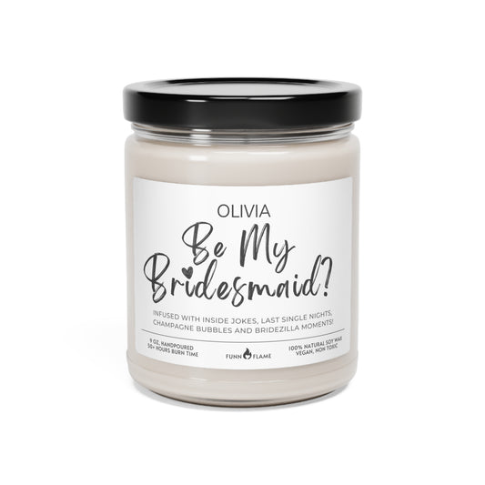 Custom Bridesmaid Proposal, Personalized Wedding Bridesmaid Candle Gift, Be My Bridesmaid? (C) Clean Cotton 9oz  - HolidayShoppingFinds
