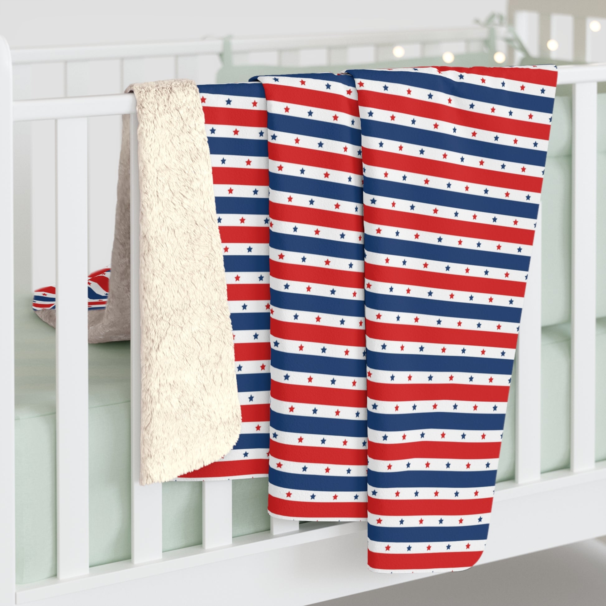 Patriotic Sherpa Blanket, Stars &  Stripes American Flag Blanket, Veterans 4th of July Memorial Day Home Decor    - HolidayShoppingFinds